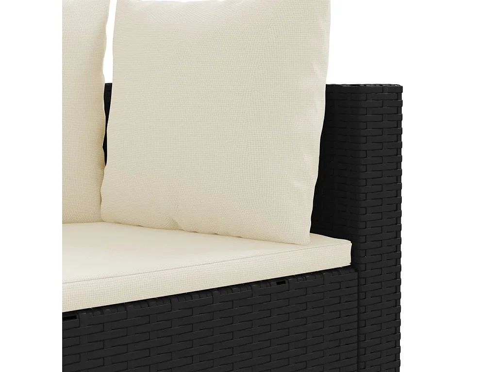 Salon de jardin 6 pcs avec coussins noir résine tressée