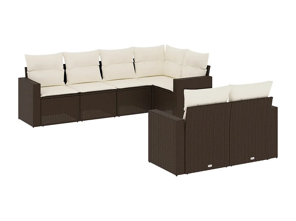 Salon de jardin avec coussins 7 pcs marron résine tressée