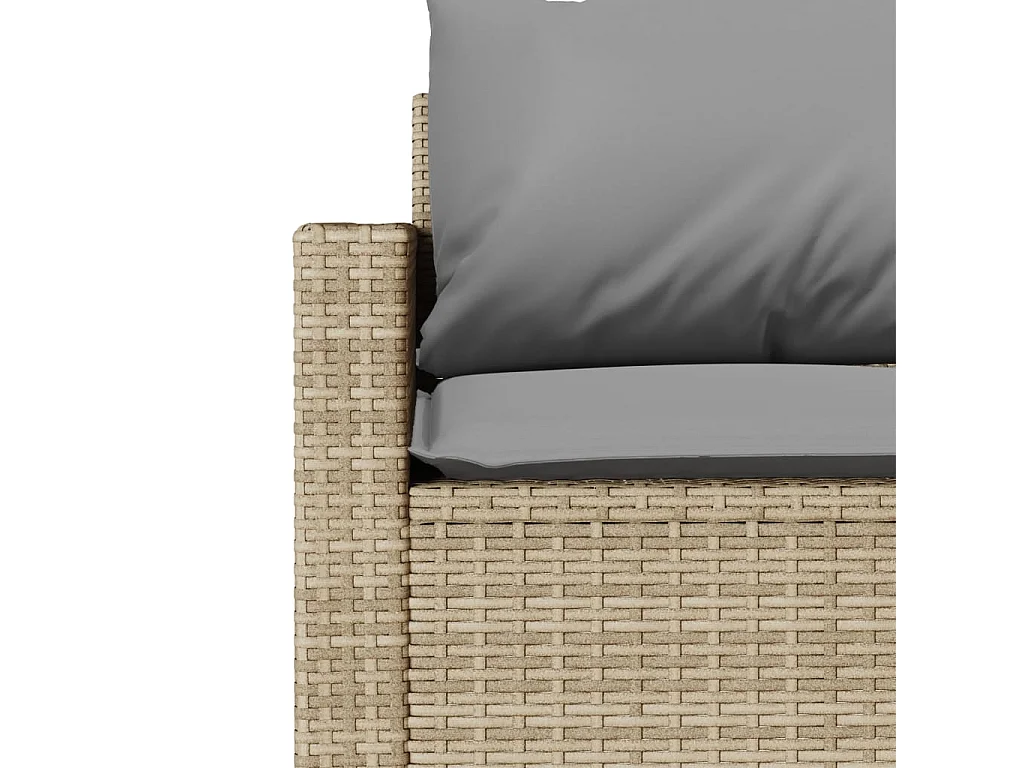 Set da Pranzo da Giardino 2 pz con Cuscini Beige in Polyrattan