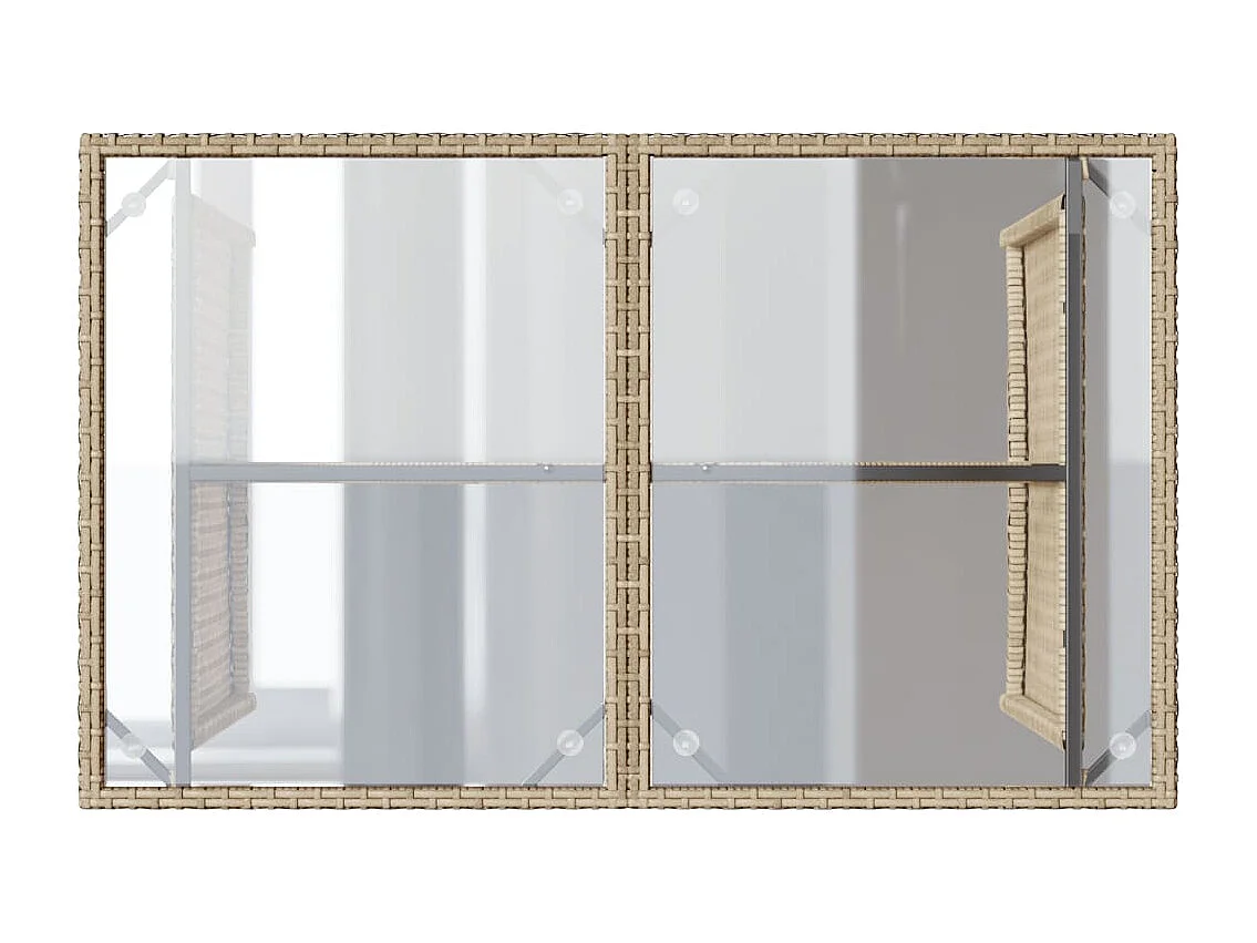 2 pcs conjunto de jantar p/ jardim com almofadões vime PE bege