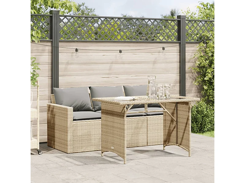 2-delige Tuinset met kussens poly rattan beige