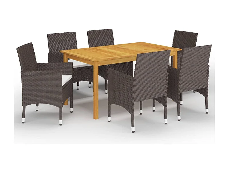 Ensemble à manger de jardin 7 pcs Marron