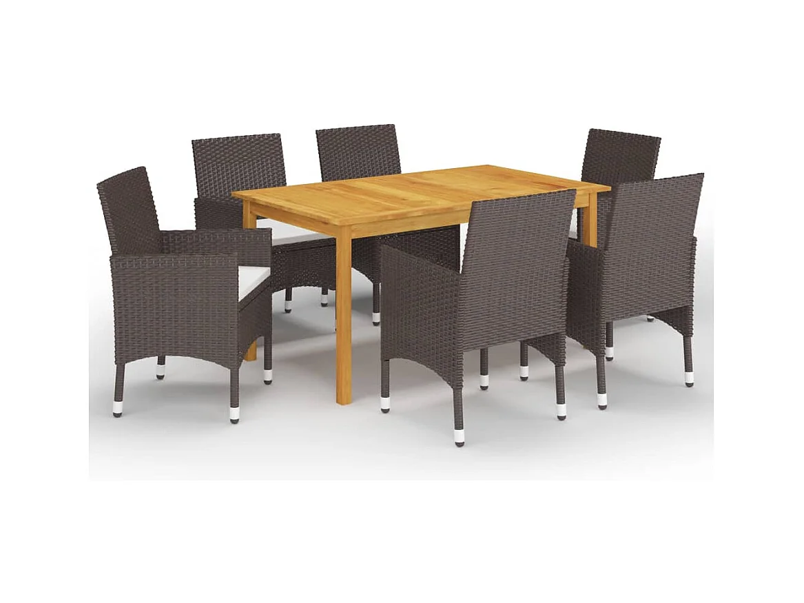 Juego de comedor de jardín de 7 piezas marrón