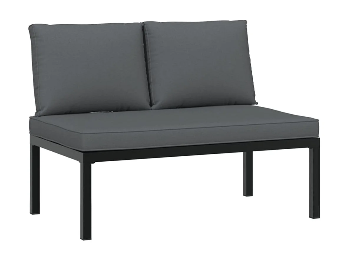 5-tlg. Garten-Sofagarnitur mit Kissen Schwarz Aluminium