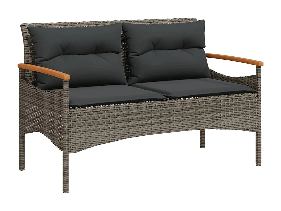Set Divani da Giardino 4 pz con Cuscini in Polyrattan Grigio