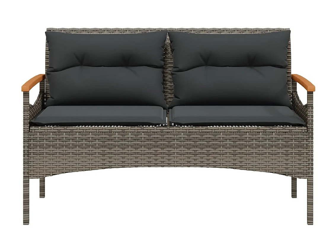 Salon de jardin 4 pcs avec coussins gris résine tressée