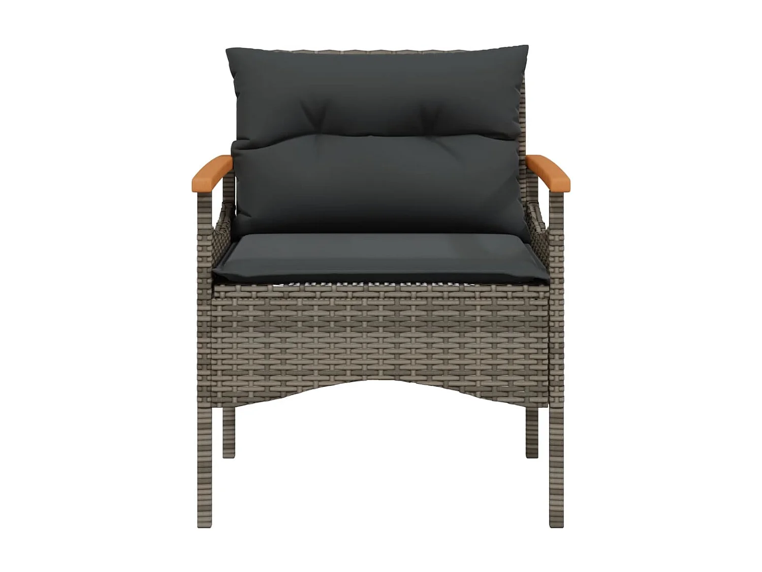 Salon de jardin 4 pcs avec coussins gris résine tressée