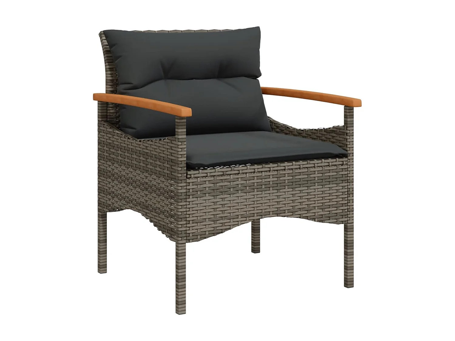 Salon de jardin 4 pcs avec coussins gris résine tressée