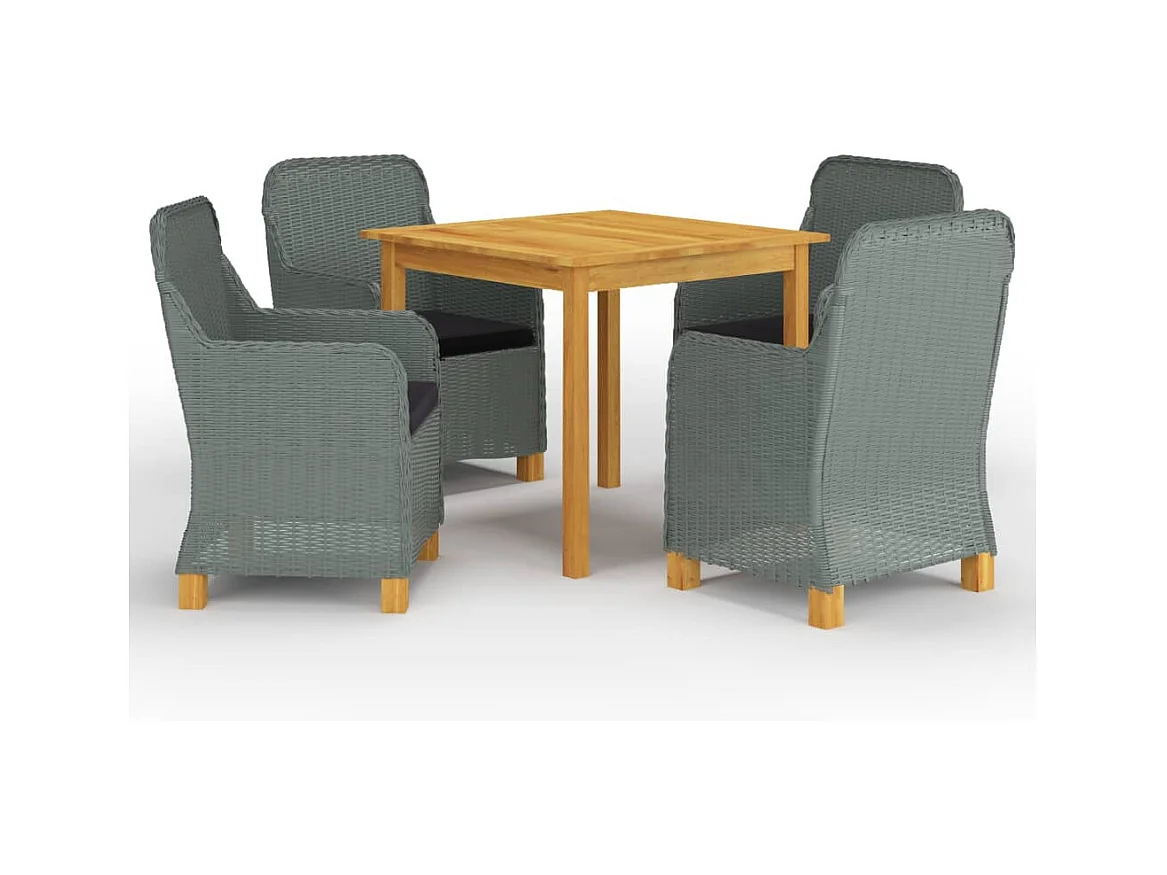 Ensemble à manger de jardin 5 pcs Gris clair