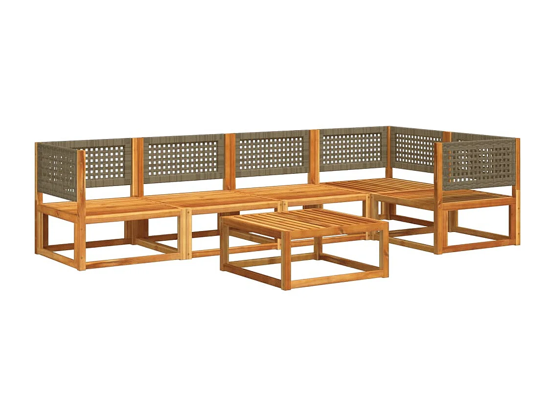 Set Divano da Giardino 6 pz con Cuscini in Massello di Acacia