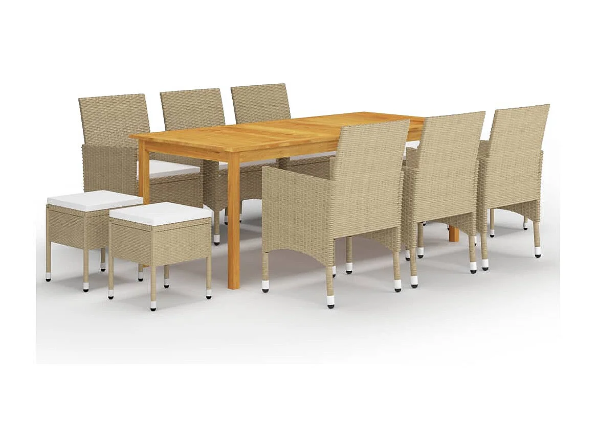 Juego de comedor de jardín de 11 piezas beige