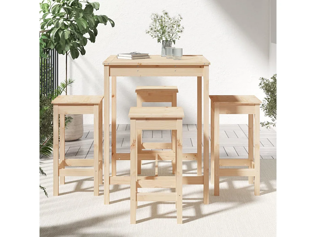 Ensemble de bar de jardin 5 pcs bois de pin massif
