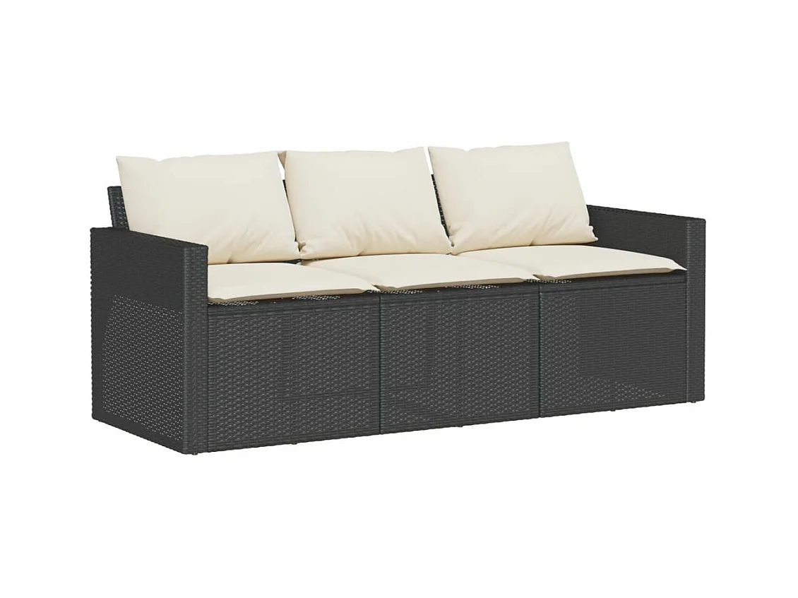 Salon de jardin 6 pcs avec coussins noir résine tressée