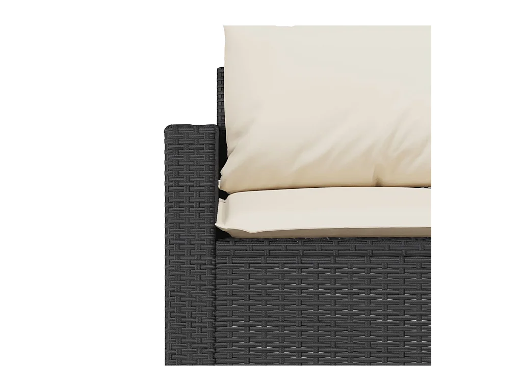 Salon de jardin 6 pcs avec coussins noir résine tressée