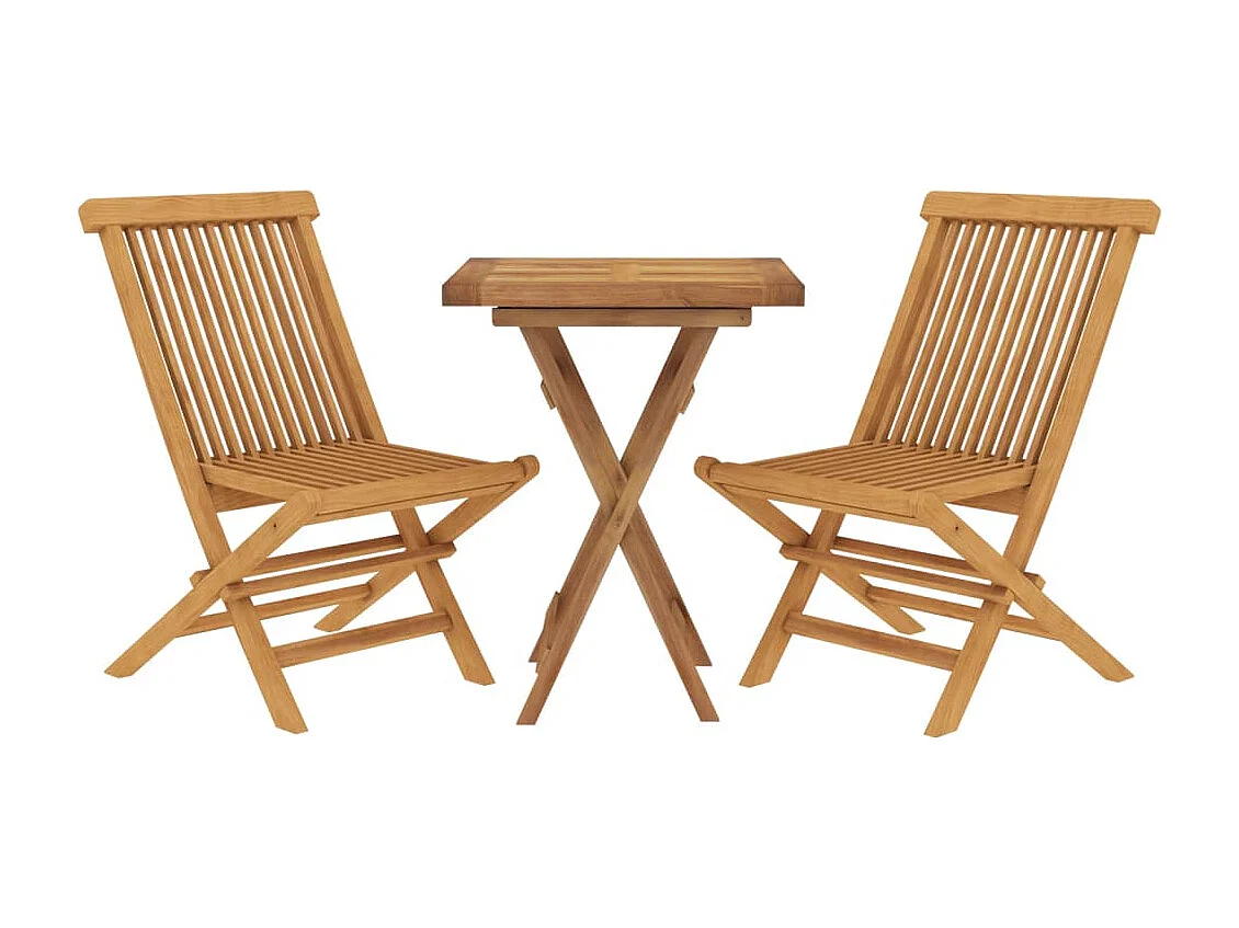 3 pcs conjunto de jantar para jardim madeira de teca maciça