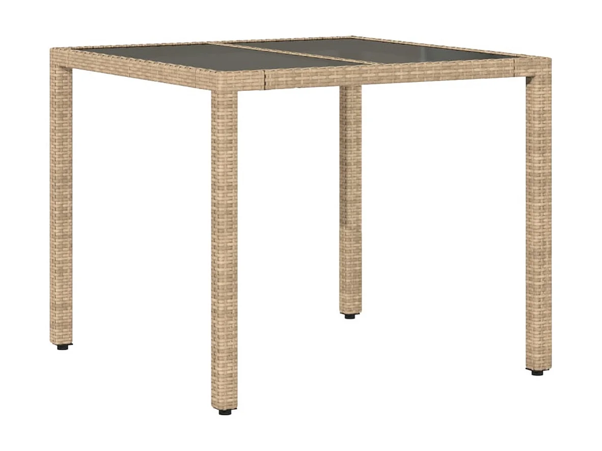 Set da Pranzo da Giardino 3 pz con Cuscini Polyrattan e Vetro