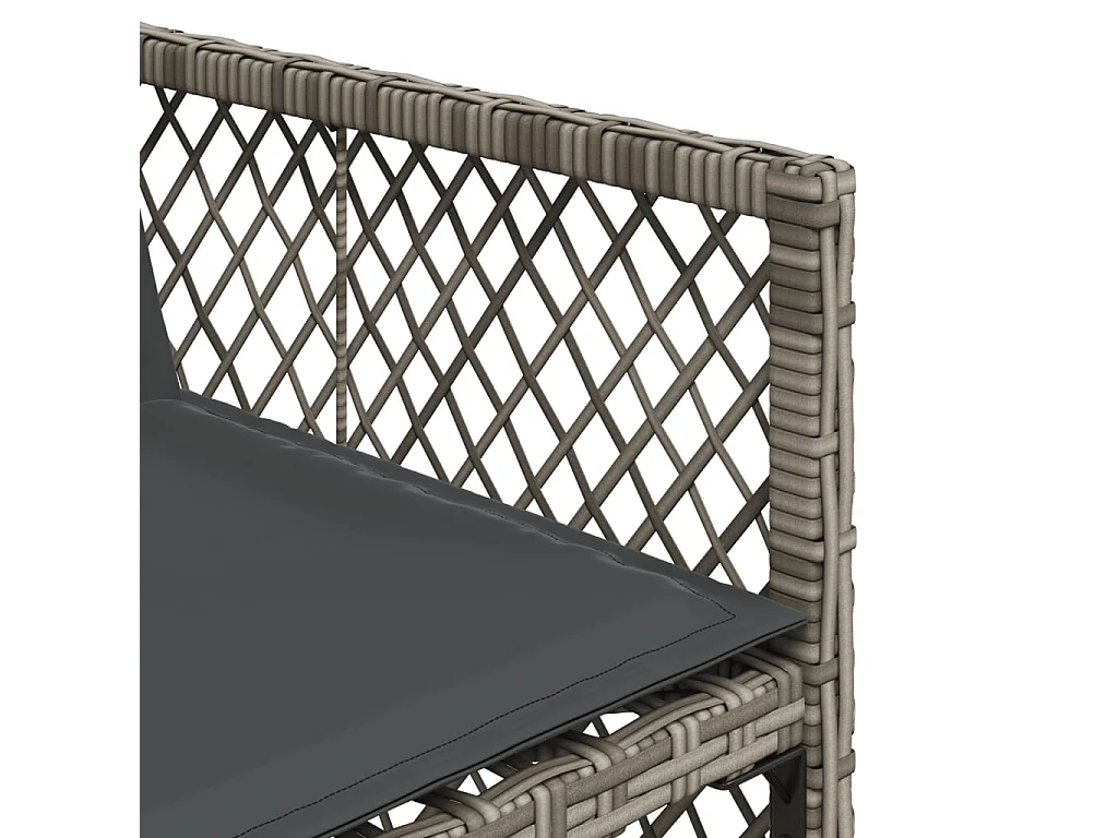 Set da Pranzo da Giardino 13pz con Cuscini Grigio in Polyrattan