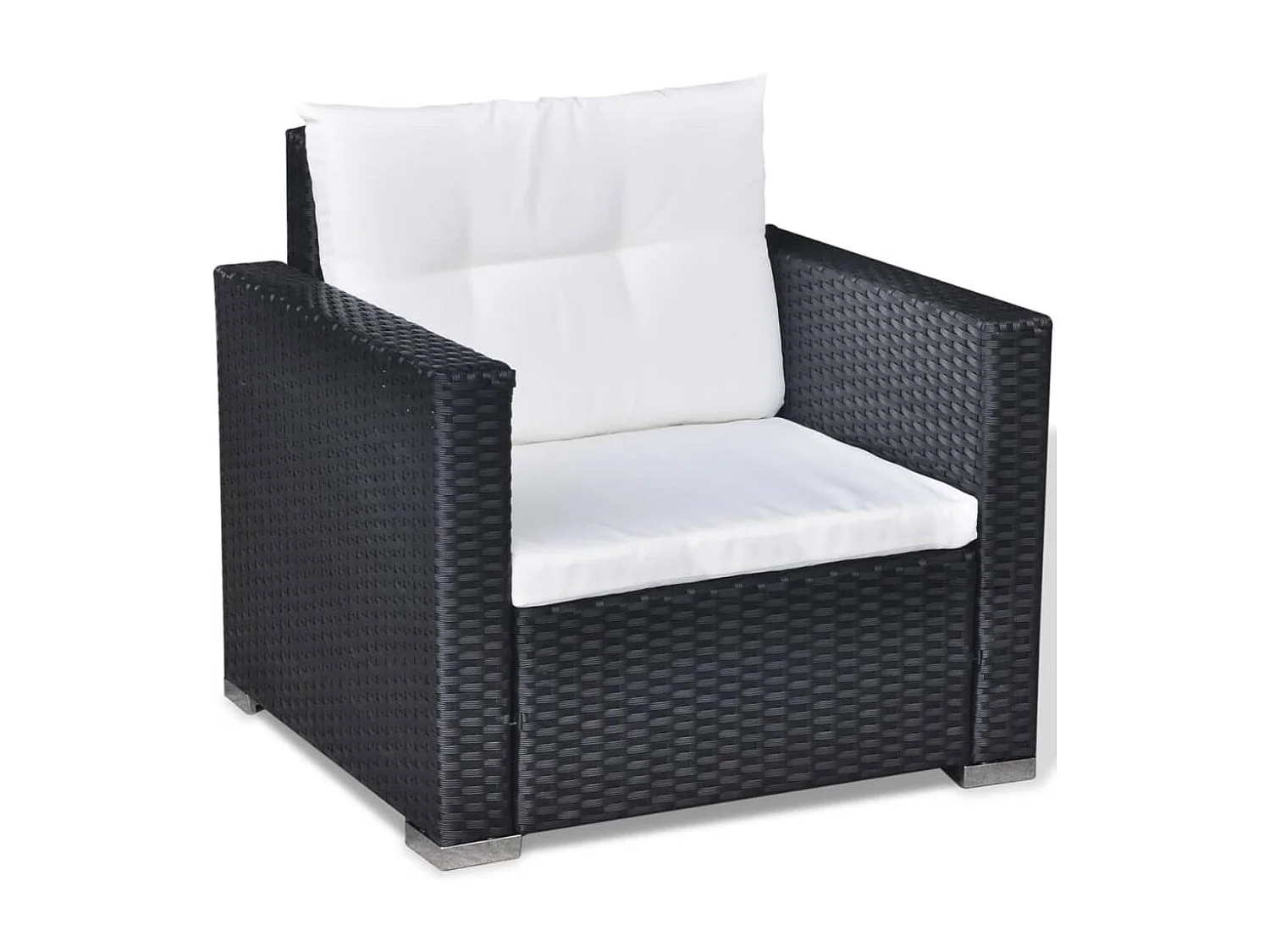 Salon de jardin 6 pcs avec coussins résine tressée noir