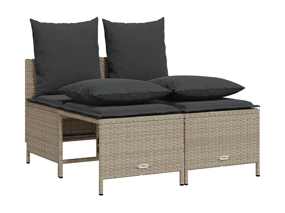 Salon de jardin 4 pcs avec coussins gris clair résine tressée