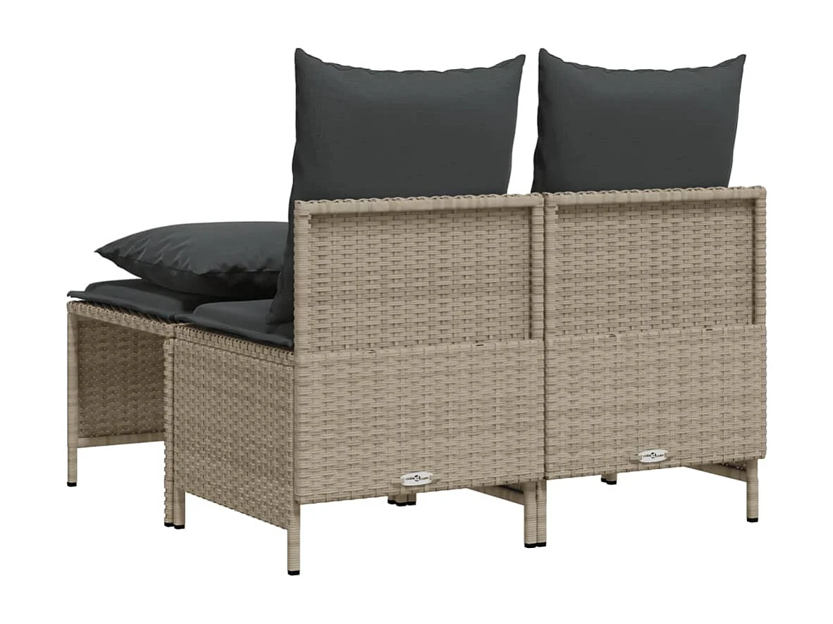 Salon de jardin 4 pcs avec coussins gris clair résine tressée