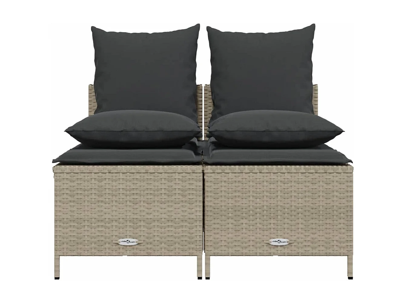 4-tlg. Garten-Sofagarnitur mit Kissen Hellgrau Poly Rattan