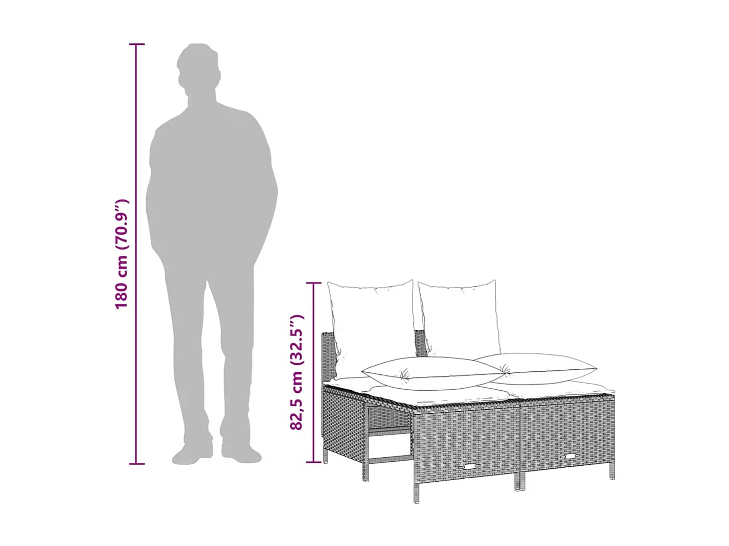 4-tlg. Garten-Sofagarnitur mit Kissen Hellgrau Poly Rattan