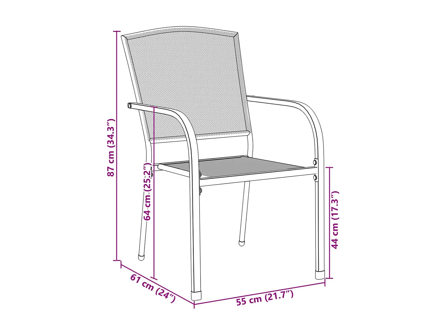 Sedie da Cucina Impilabili 3 pz Antracite in Acciaio Verniciato