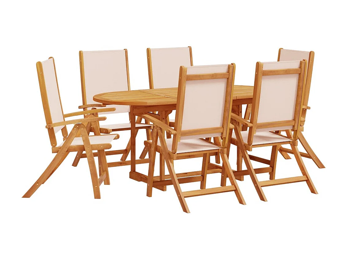 Ensemble à Manger de jardin 7pcs bois d'acacia solide textilène