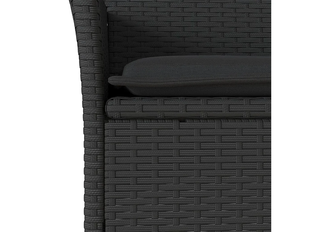 Ensemble à manger de jardin et coussins 7pcs noir rotin acacia