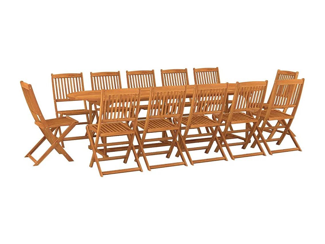 13 pcs conjunto de jantar para jardim 280x90x75cm acácia maciça