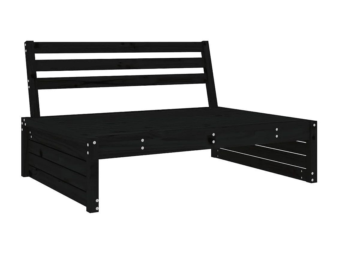 6-tlg. Garten-Lounge-Set Schwarz Massivholz Kiefer