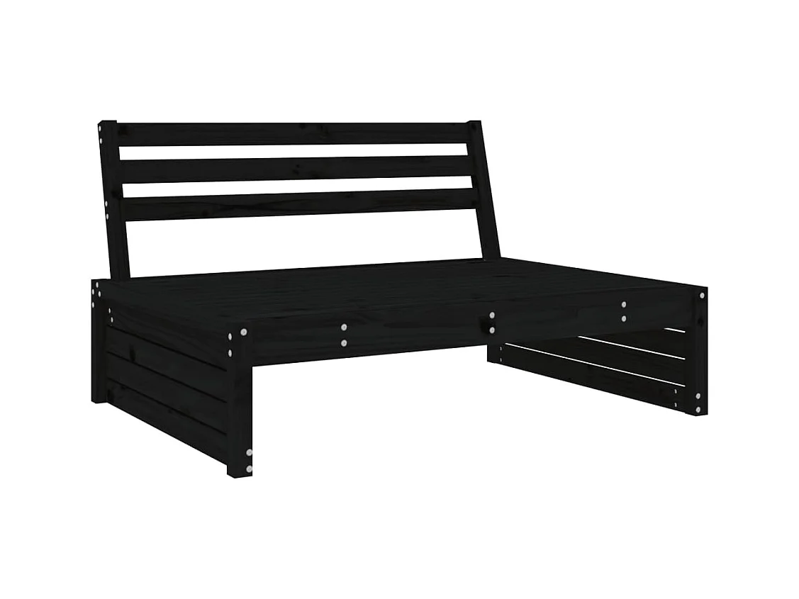 Salon de jardin 6 pcs Noir Bois de pin massif