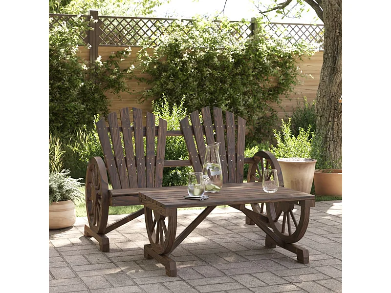 Salon de jardin 2 pcs bois de sapin massif