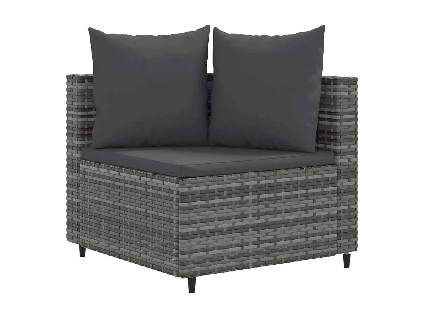 Salon de jardin avec coussins 7 pcs gris résine tressée