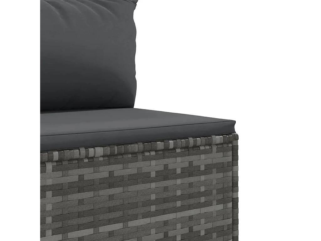 Salon de jardin avec coussins 7 pcs gris résine tressée