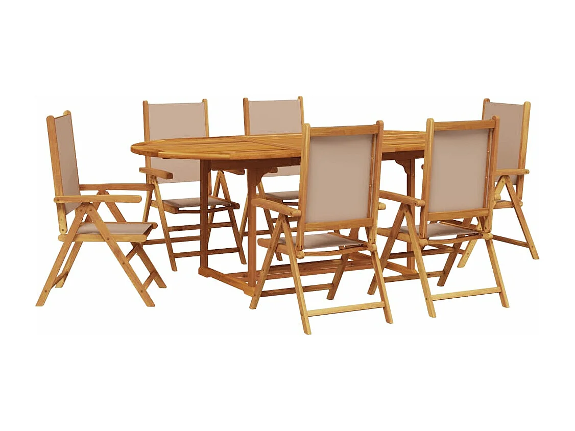 Ensemble à manger de jardin 7 pcs taupe tissu et bois massif