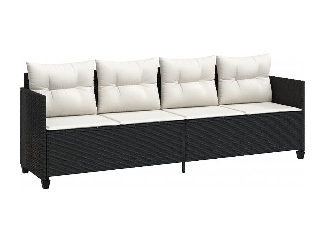 Salon de jardin 5 pcs avec coussins noir résine tressée