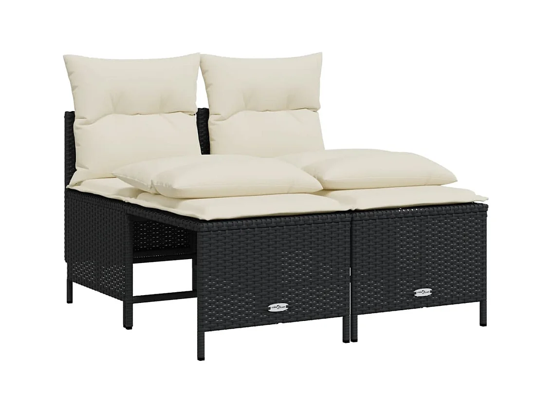 Salon de jardin 5 pcs avec coussins noir résine tressée