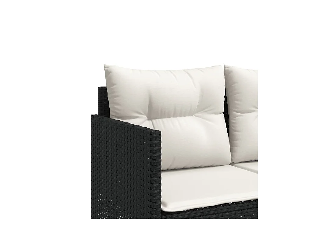 Salon de jardin 5 pcs avec coussins noir résine tressée