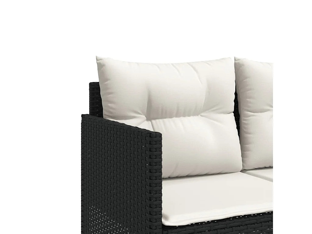 5-tlg. Garten-Sofagarnitur mit Kissen Schwarz Poly Rattan