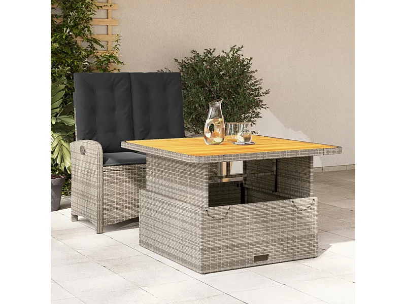 Set da Pranzo da Giardino 2 pz con Cuscini in Polyrattan Grigio