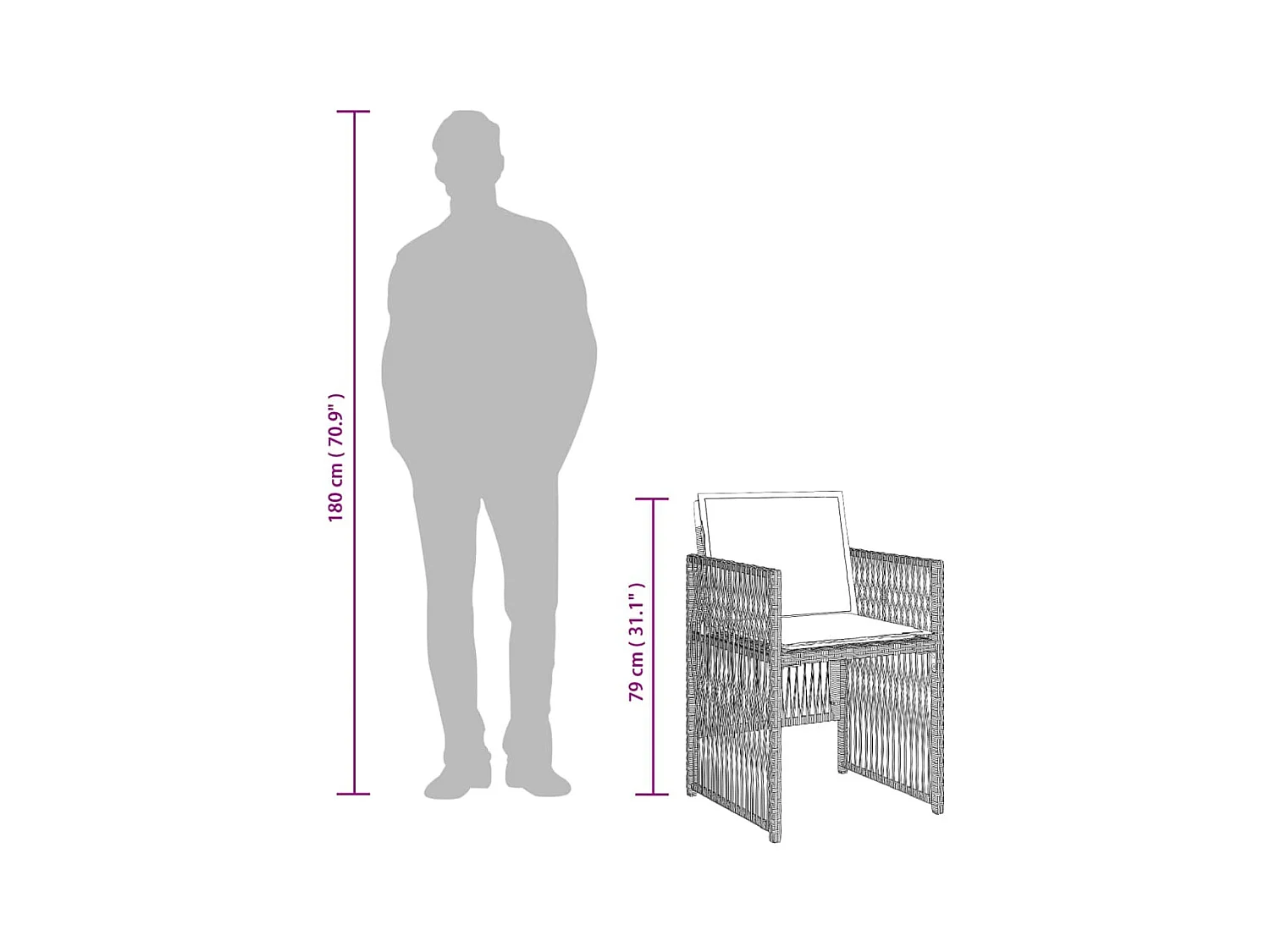 Ensemble à manger de jardin 11pcs avec coussins gris poly rotin