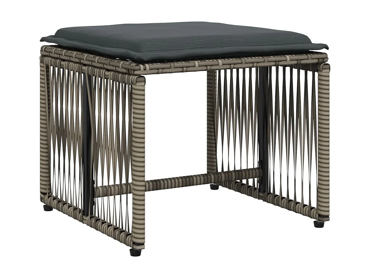 Ensemble à manger de jardin et coussins 7 pcs gris rotin