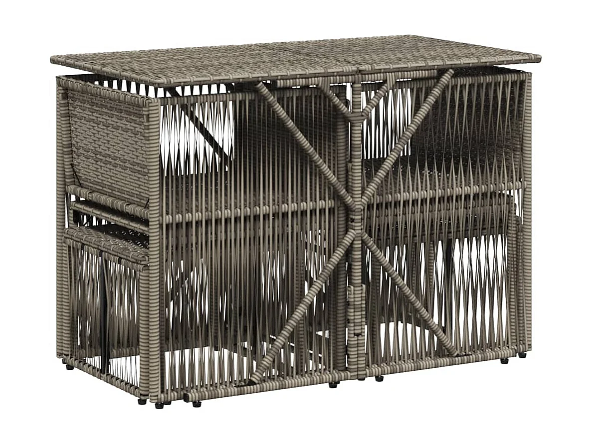 Ensemble à manger de jardin et coussins 7 pcs gris rotin