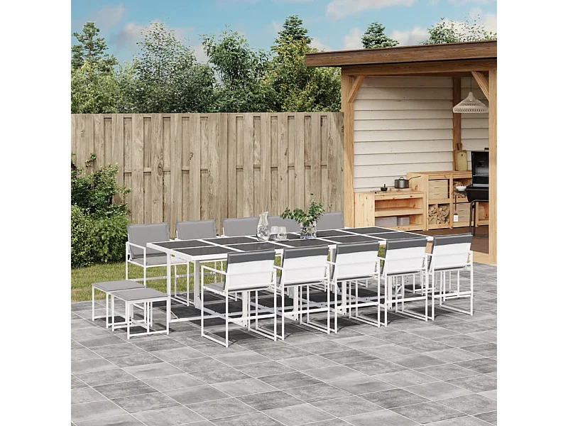 15-delige Tuinset met kussens textileen wit