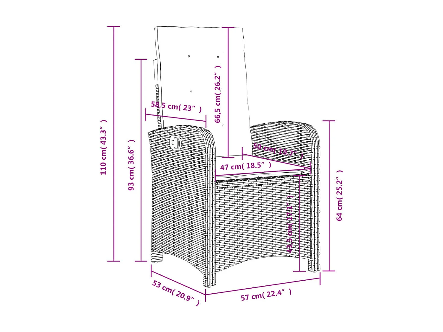 Set comedor de jardín 5 piezas con cojines ratán sintético gris