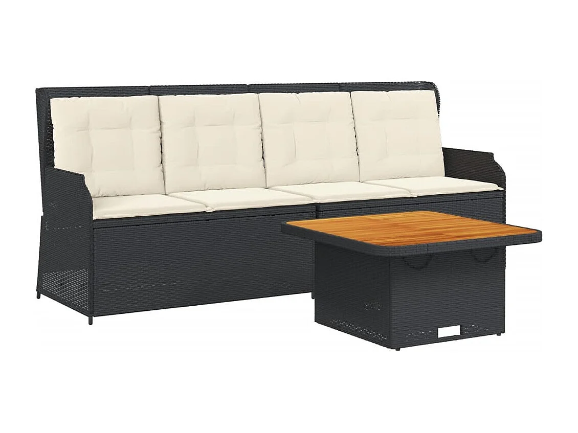 Set Divani da Giardino 3 pz con Cuscini Nero in Polyrattan