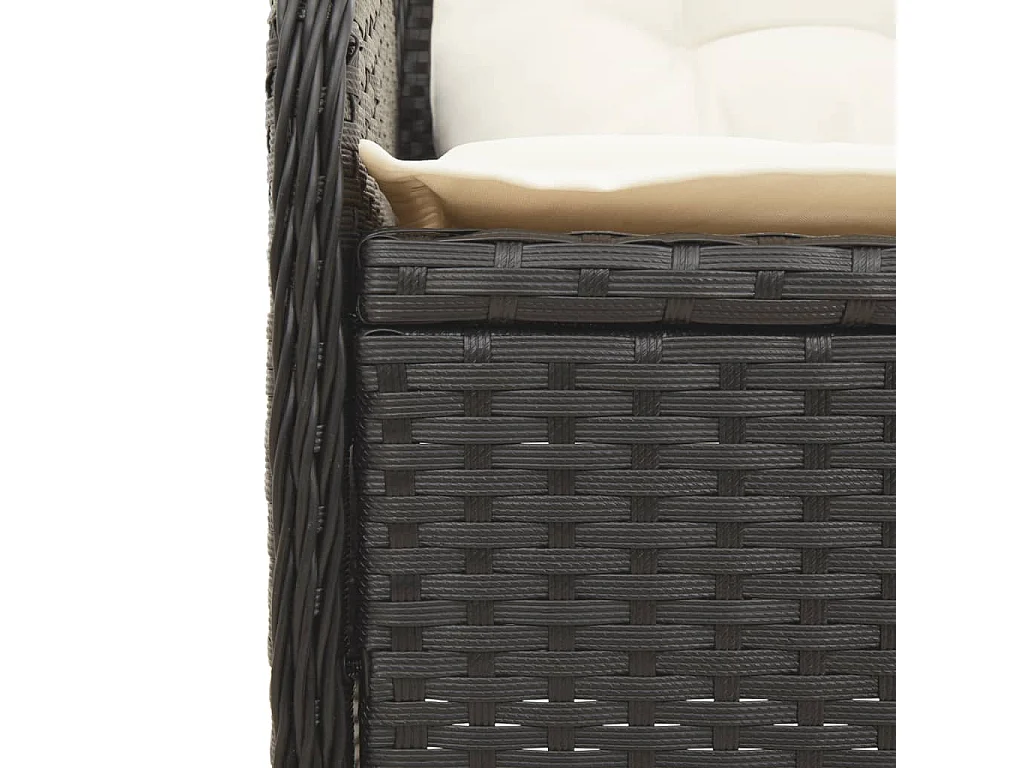 Set Divani da Giardino 3 pz con Cuscini Nero in Polyrattan
