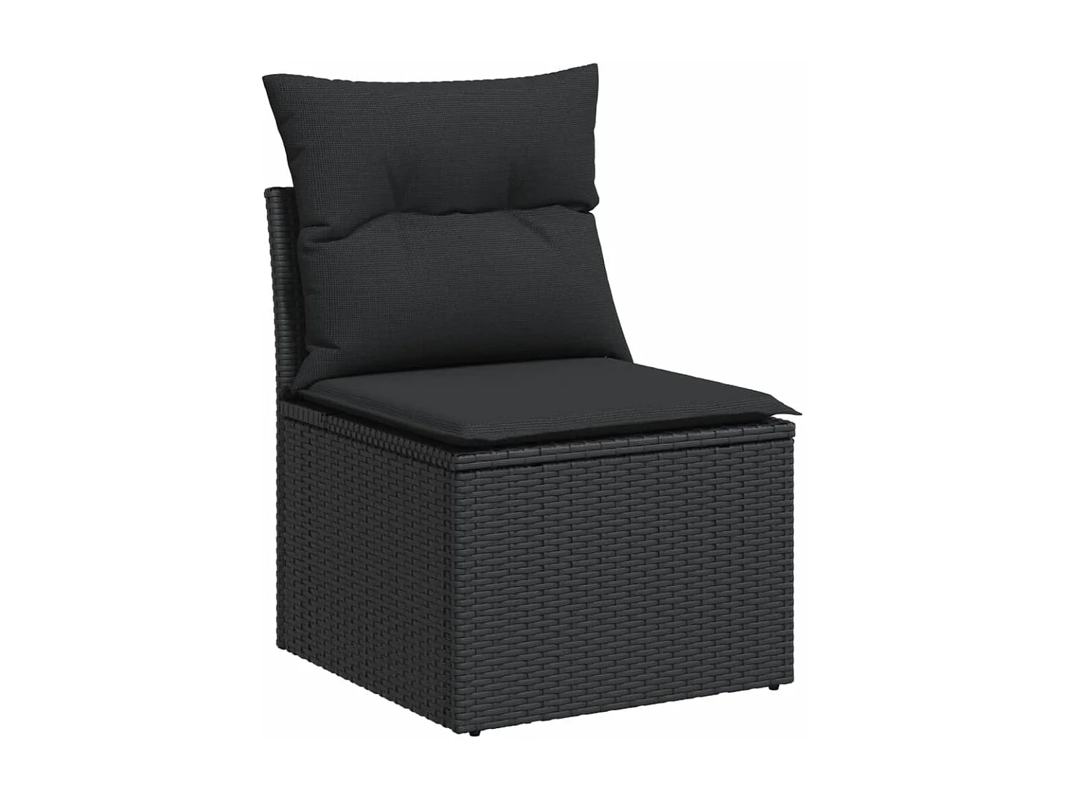 10-delige Loungeset met kussens poly rattan zwart