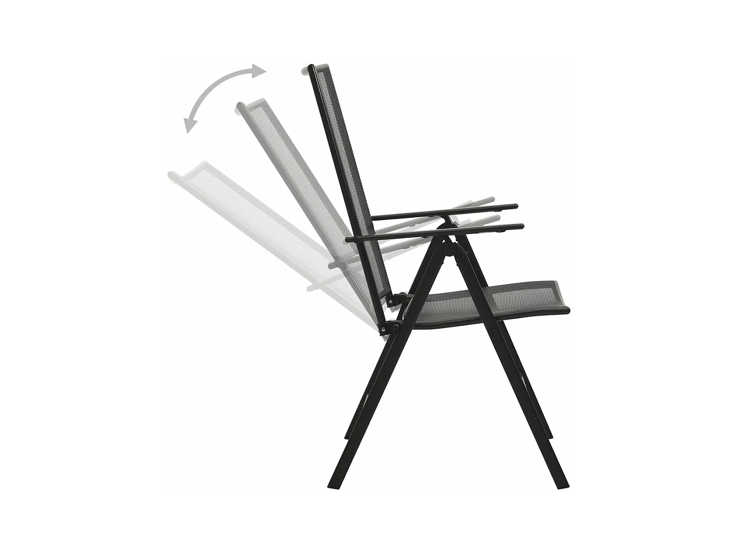 Gartenstuhl-Set 5-tlg. Verstellbar Pulverbeschichteter Stahl